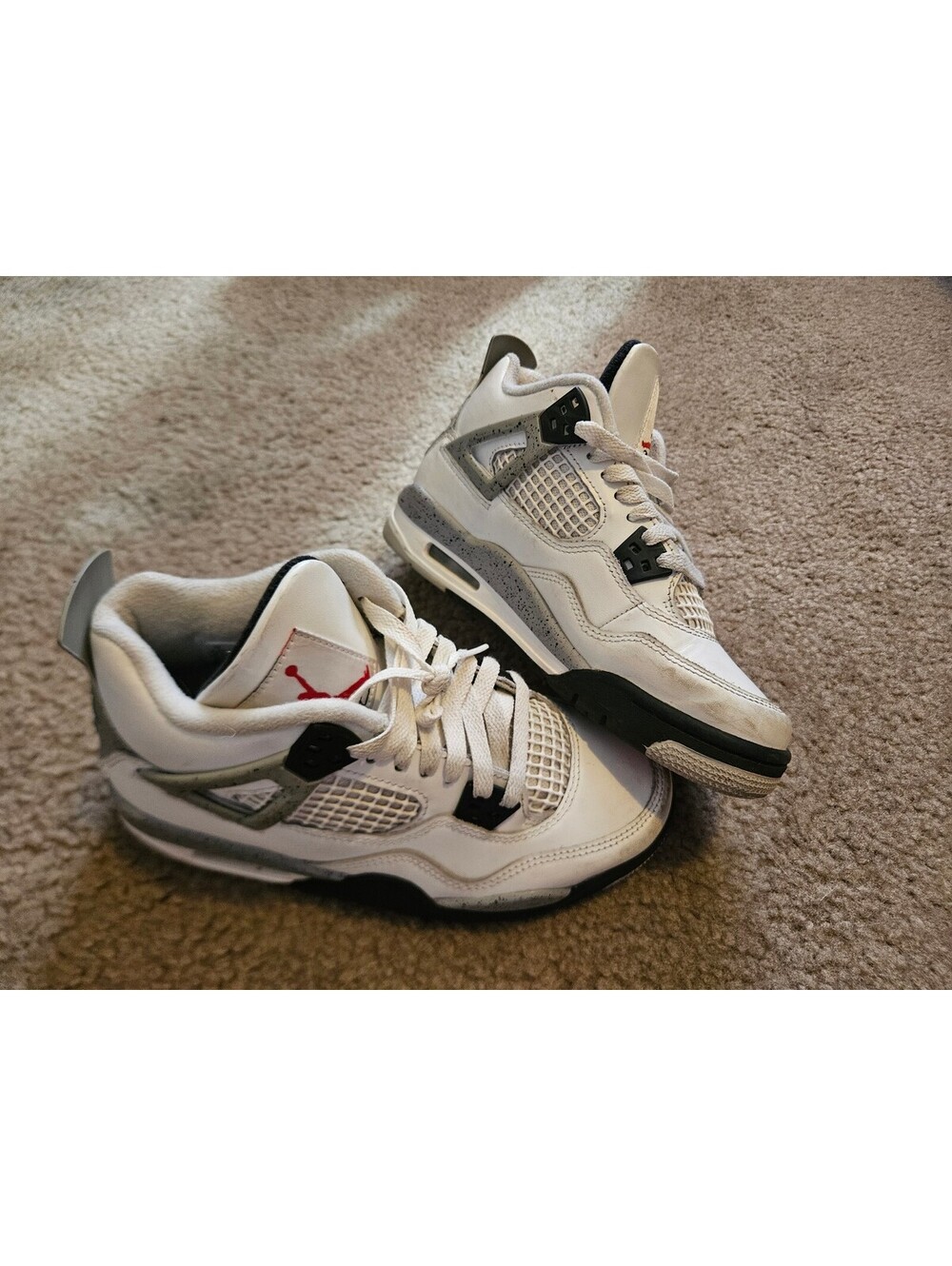 Nike Air Jordan 4 Retro White Cement Kids Sneakers Size 4.5Y